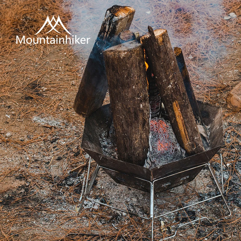 Camping Cooking Fire Stove - MOUNDAINHIKER Camping BBQ Portable Folding Quick-install