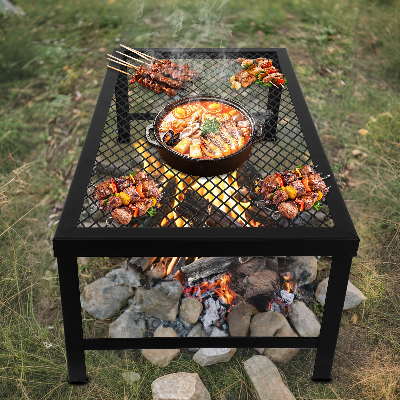 Camping Cooking Grill - Portable Foldable Camping Grill Fire Pit