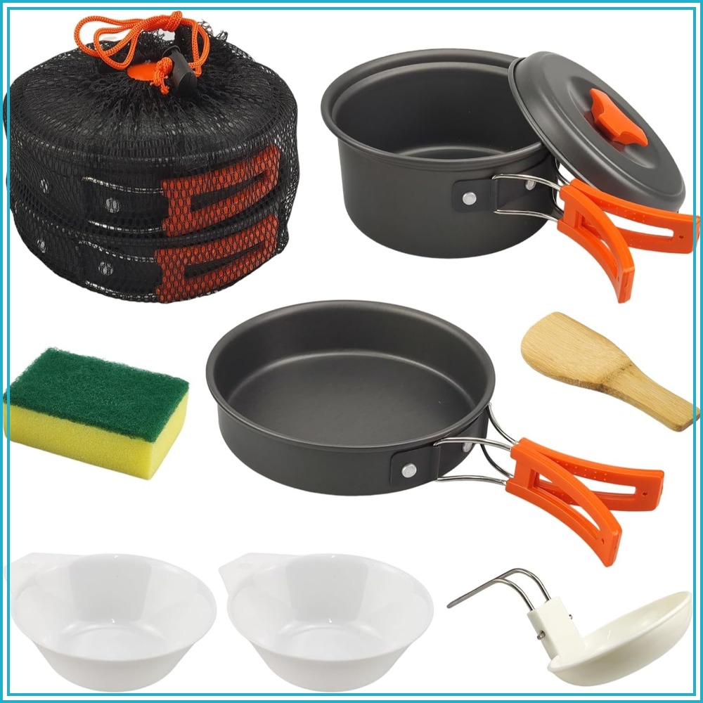 Camping Cooking Backpack - 7Pcs Camping Pan Set - Backpack