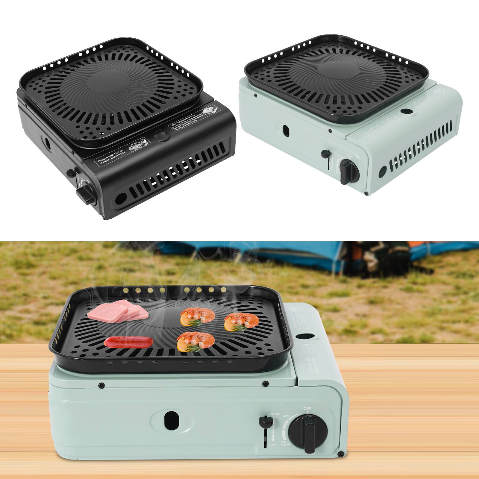 Camping Cooking Range - 2.3KW Camping Stove with Griddle and