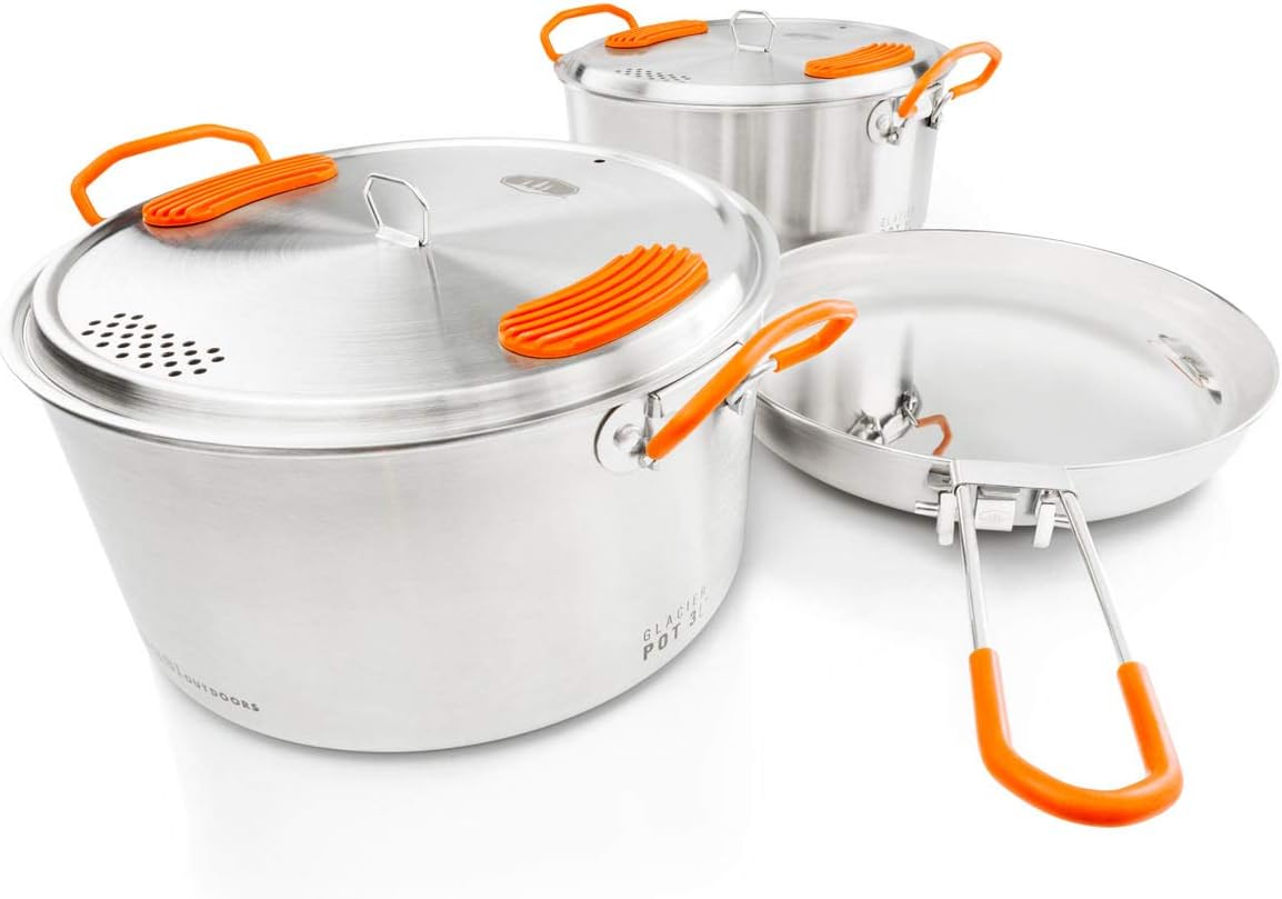 Nesting Camping Cooking Set - Stainless Steel Camping Cook Set, 3L