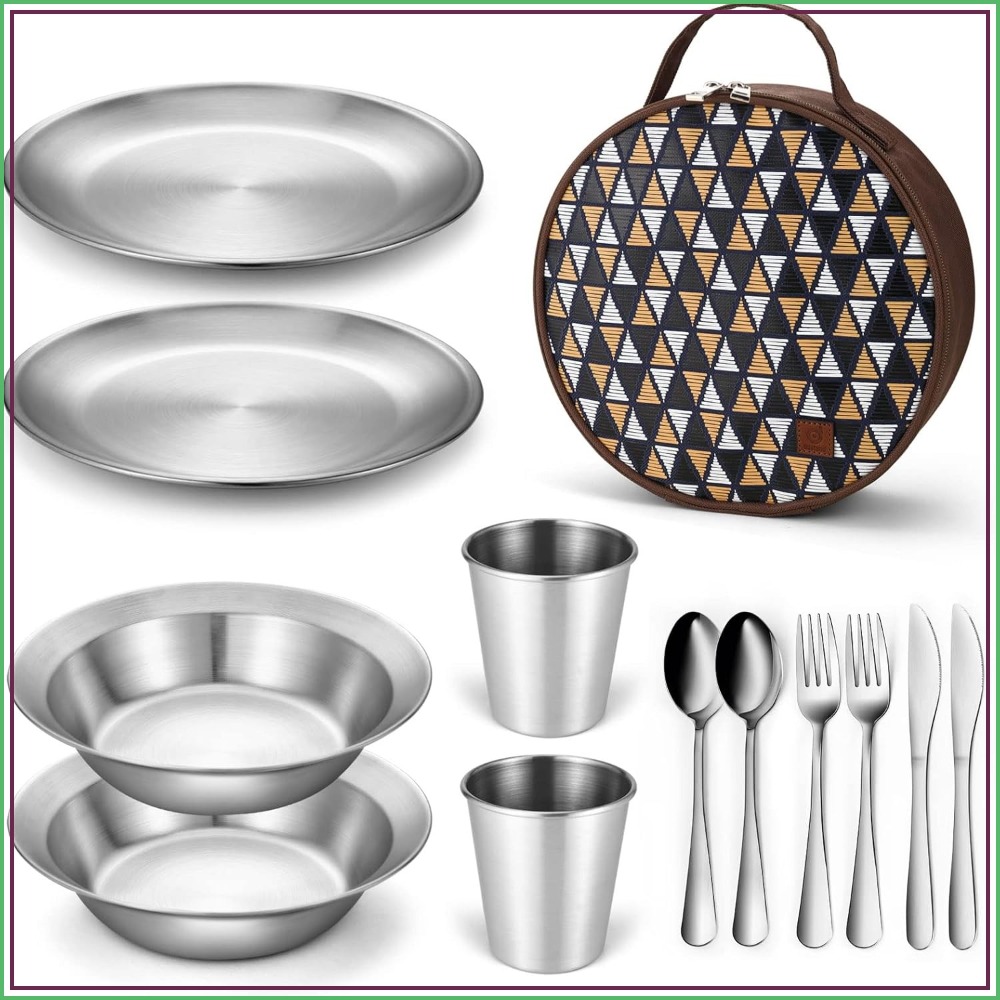 Camping Cooking Backpack - Stainless Steel Camping Mess Kit for