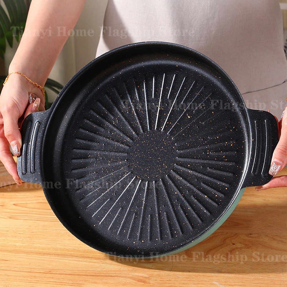 Camping Cooking Grill - Grill Pan Round Non-Stick Barbecue Plate