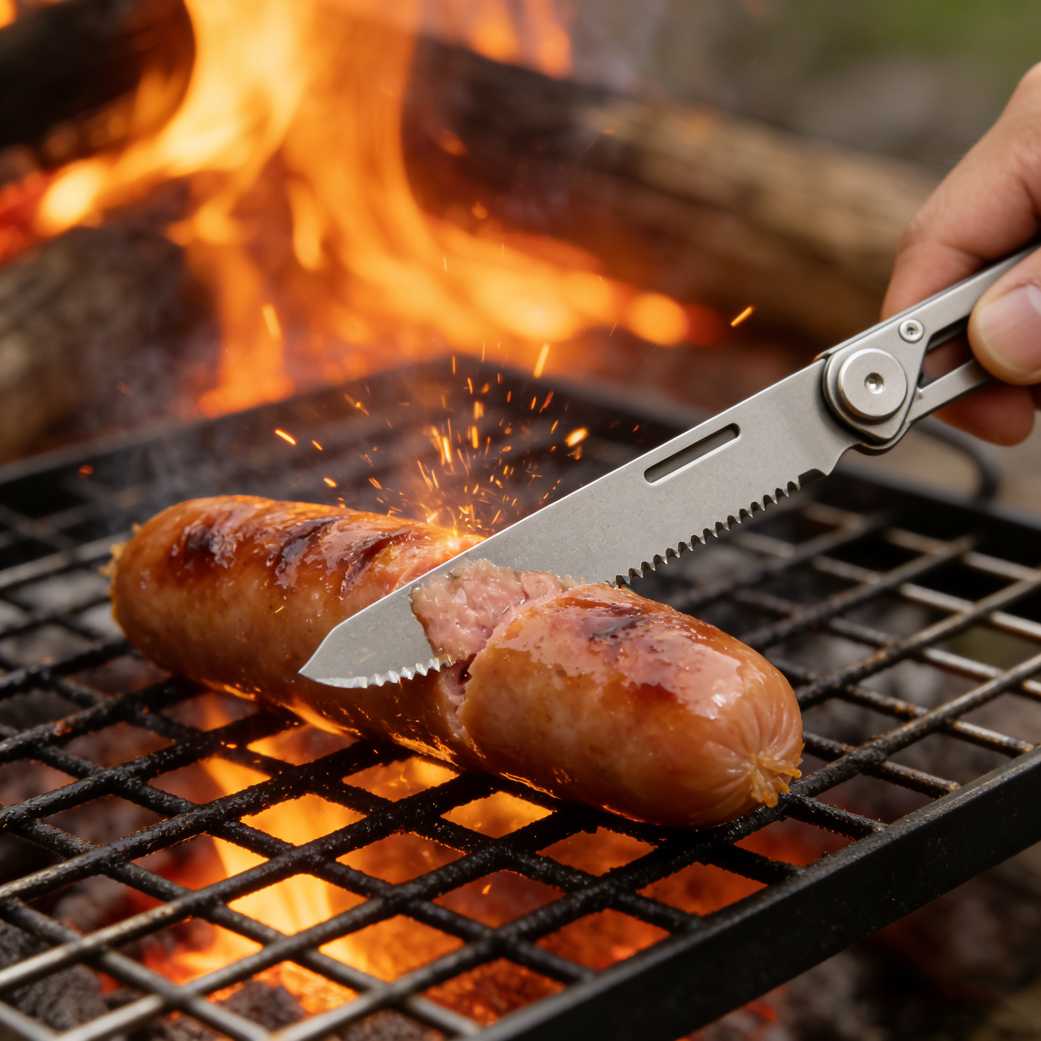 Mess Kit Titanium - Titanium Folding Spoon and Fork for
