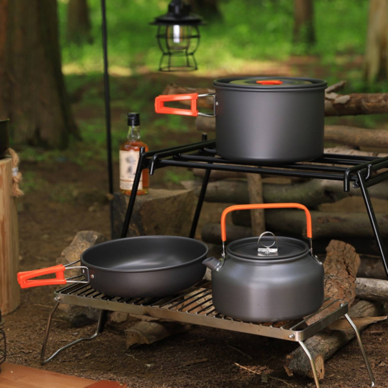 Camping Cooking Set With Kettle - Camping Pot and Kettle Set Nesting