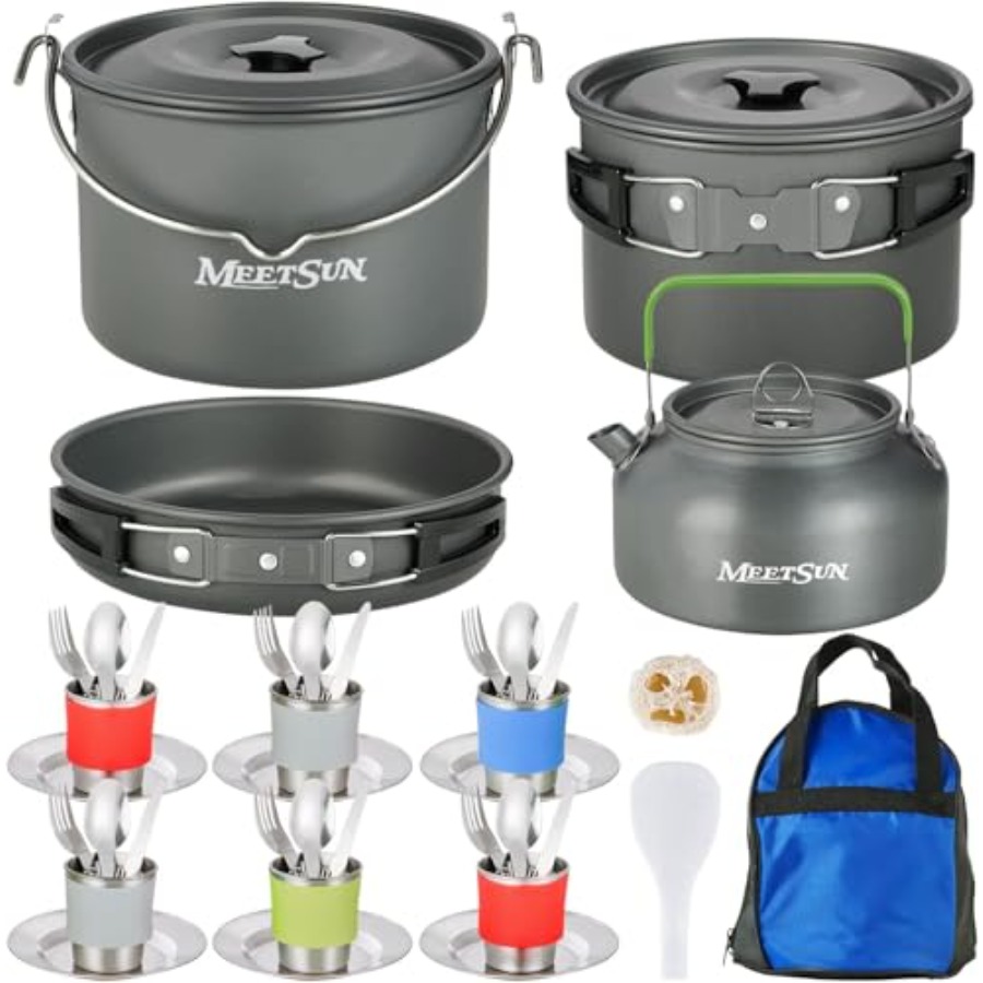 Camping Cooking Set Large - MEETSUN Camping Cookware Set - 37