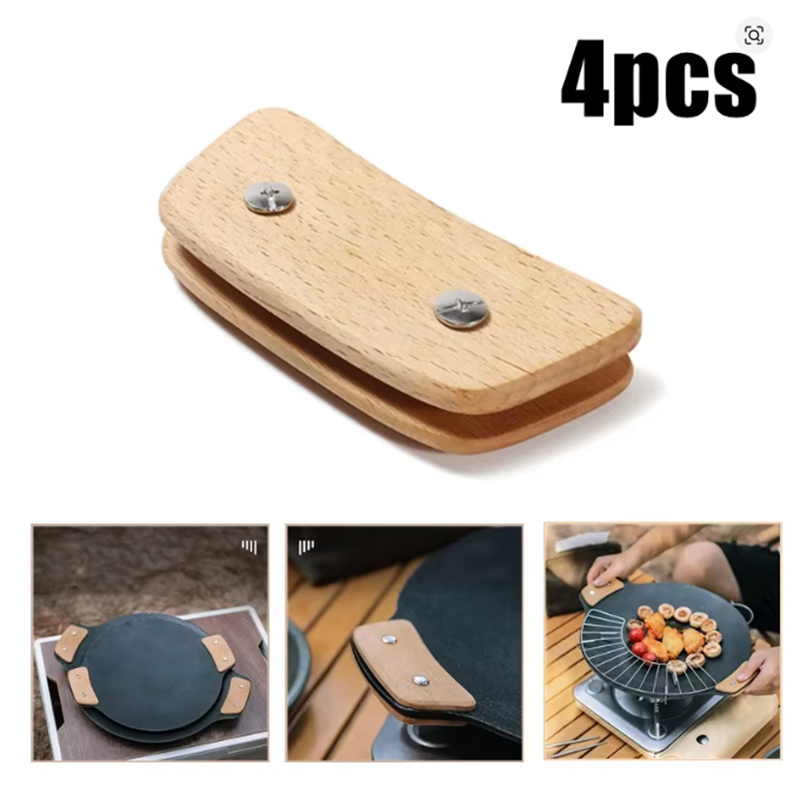 Camping Cooking Range - Wooden BBQ Pan Handle Anti Scald