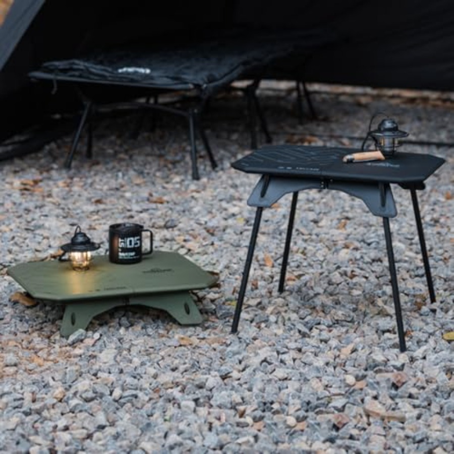 Camping Cooking Table With Windshield - Folding Camp Table 2 in1 Adjustable