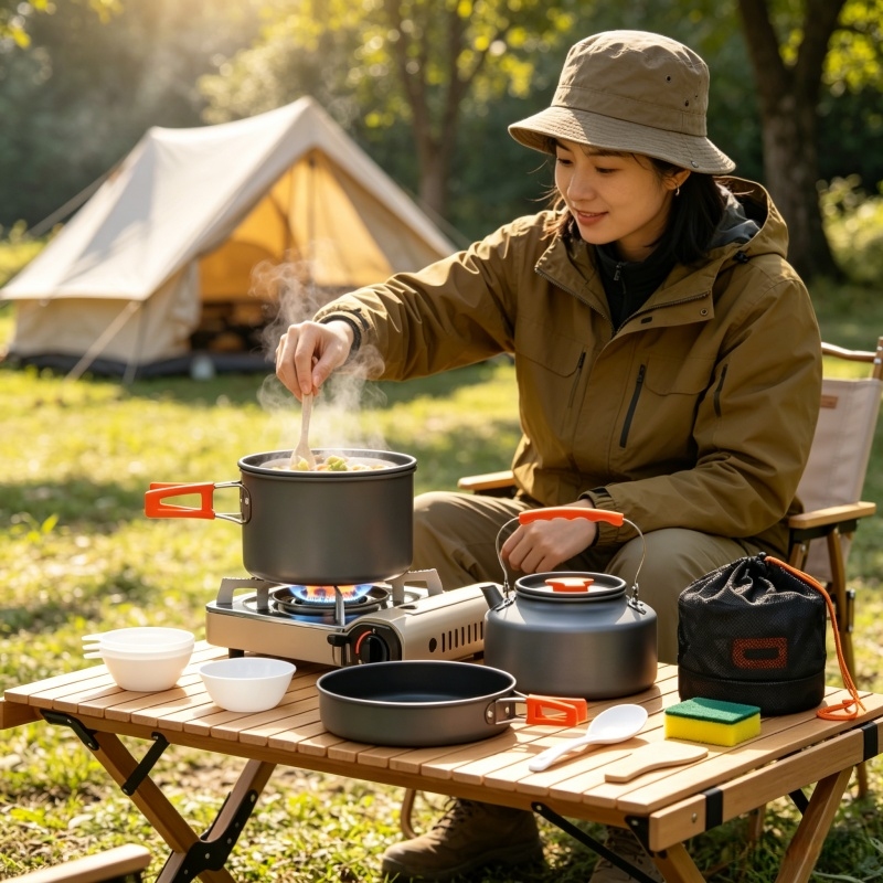 Camping Cooking Essentials - Camping Cookware Set Outdoor Pot Tableware