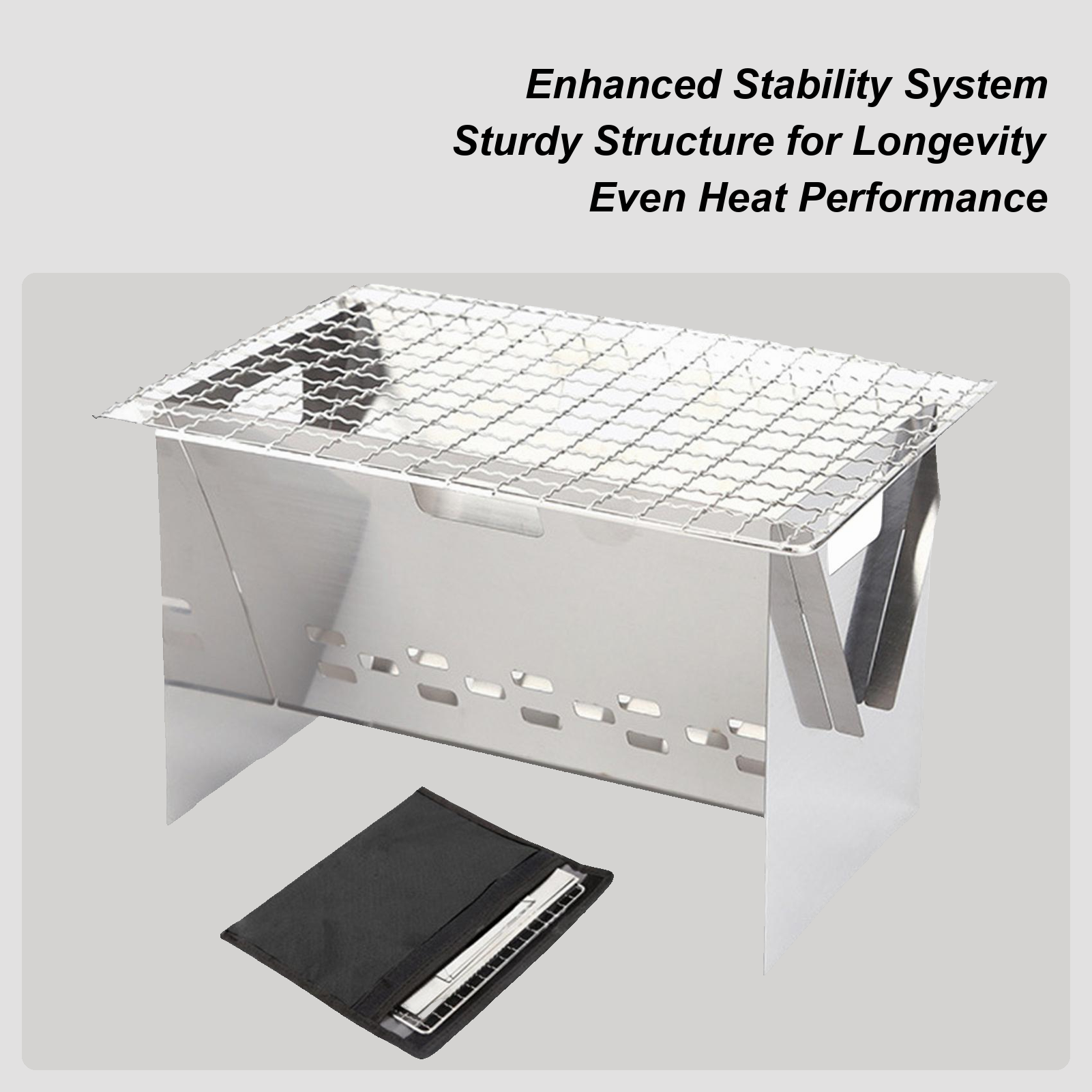 Camping Cooking Fire Stove - Foldable Portable Charcoal Grill Compact Stainless