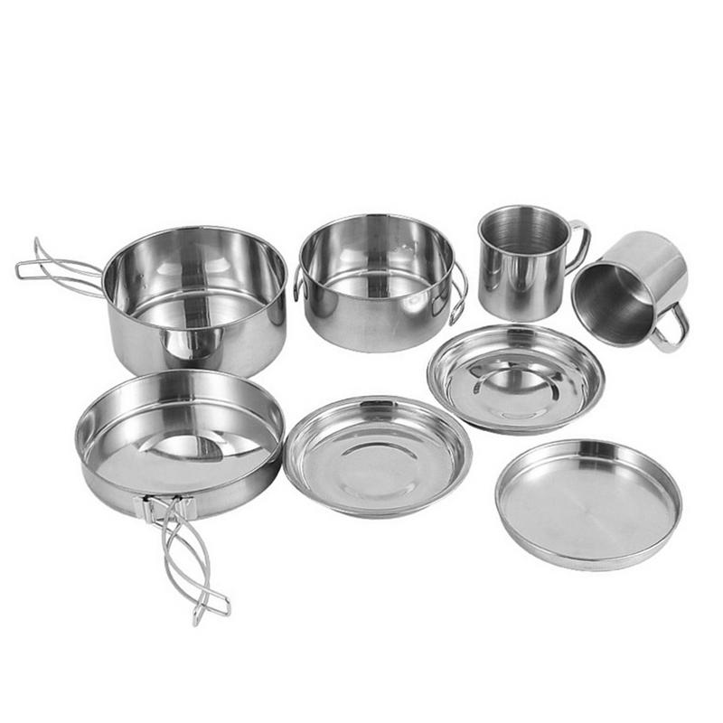 8pcs/set Stainless Steel Outdo - مراجعة Camping Cooking Essentials وسعره