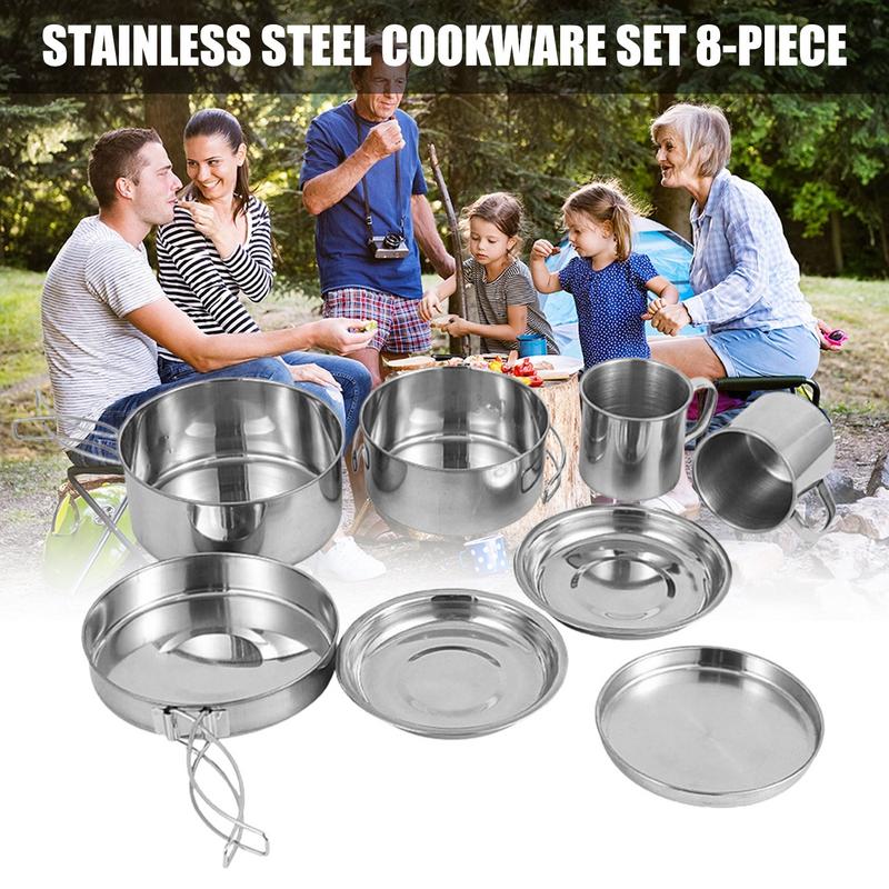 8pcs/set Stainless Steel Outdo - مراجعة Camping Cooking Essentials وسعره