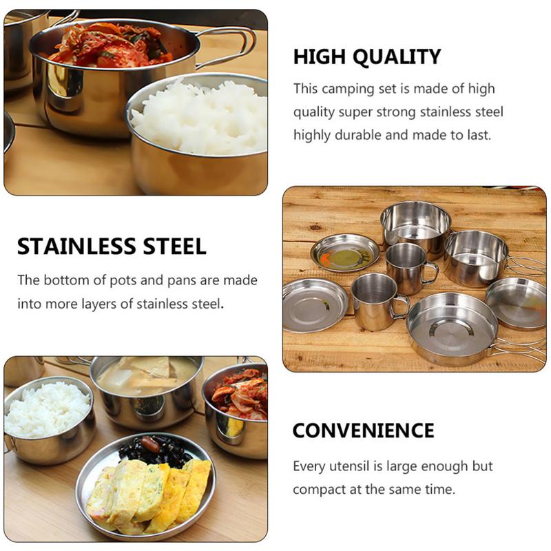 8pcs/set Stainless Steel Outdo - مراجعة Camping Cooking Essentials وسعره