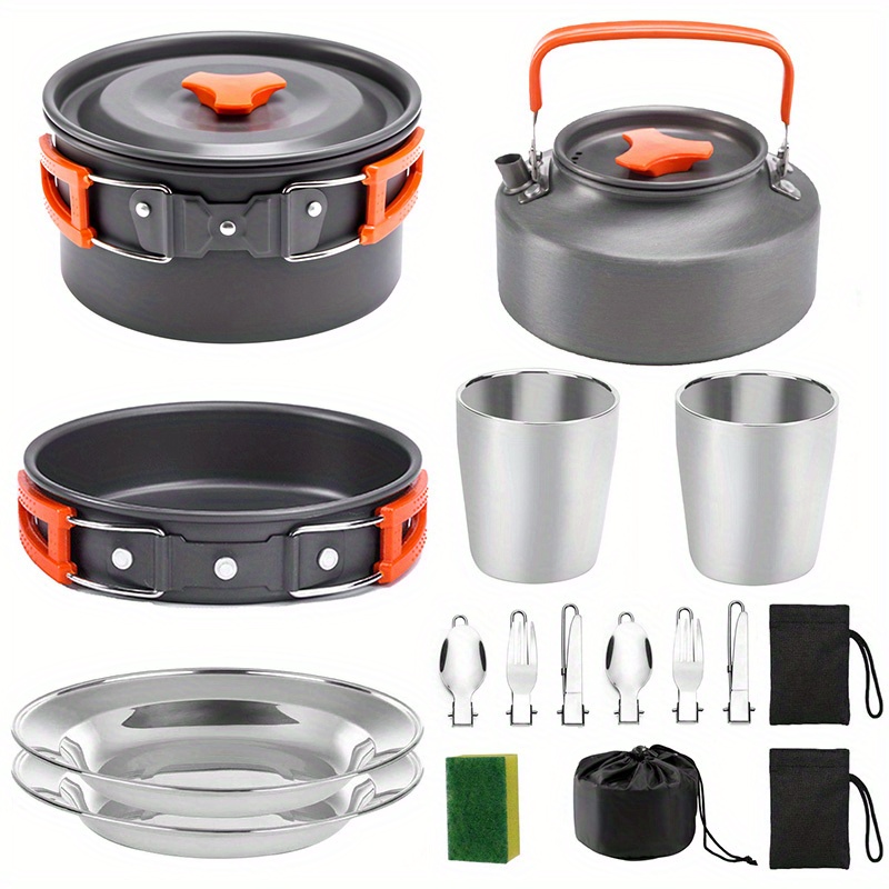 17pcs Camping Cookware Set, Po - مراجعة Camping Cooking Set With Kettle وسعره