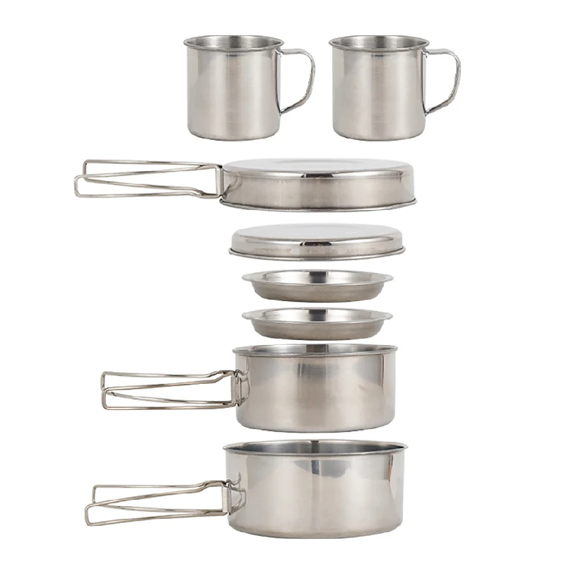 8pcs/Set Camping Cookware Mess - مراجعة Camping Cooking Essentials وسعره