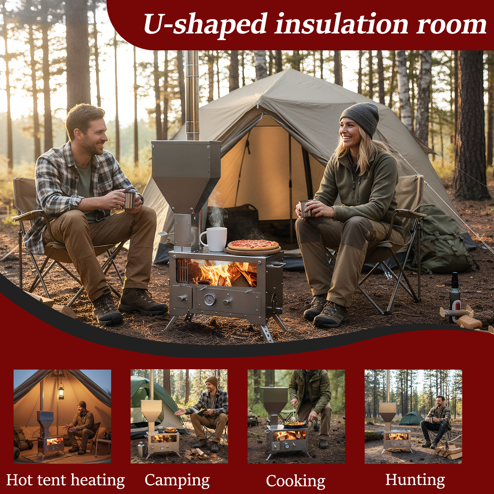 Wood Stove with Chimney Pipe P - مراجعة Camping Cooking Area وسعره