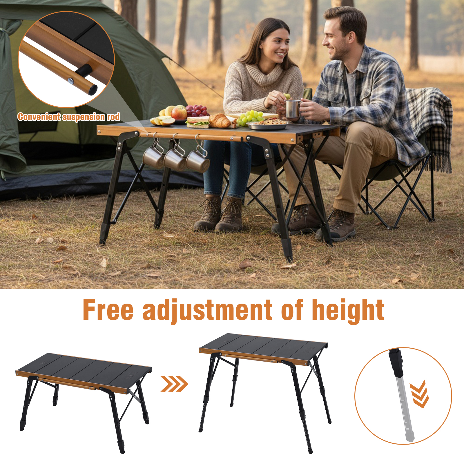 Portable Camping Table with St - مراجعة Camping Cooking Table وسعره