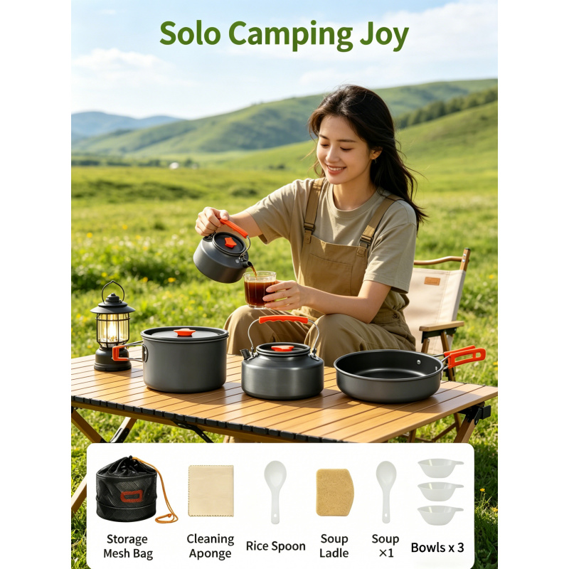 Camping Cookware Set – Outdoor - مراجعة Camping Cooking Set With Kettle وسعره