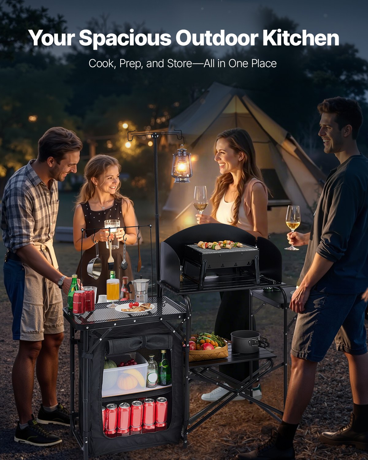 Camping Kitchen Table Portable - مراجعة Camping Cooking Table With Windshield وسعره