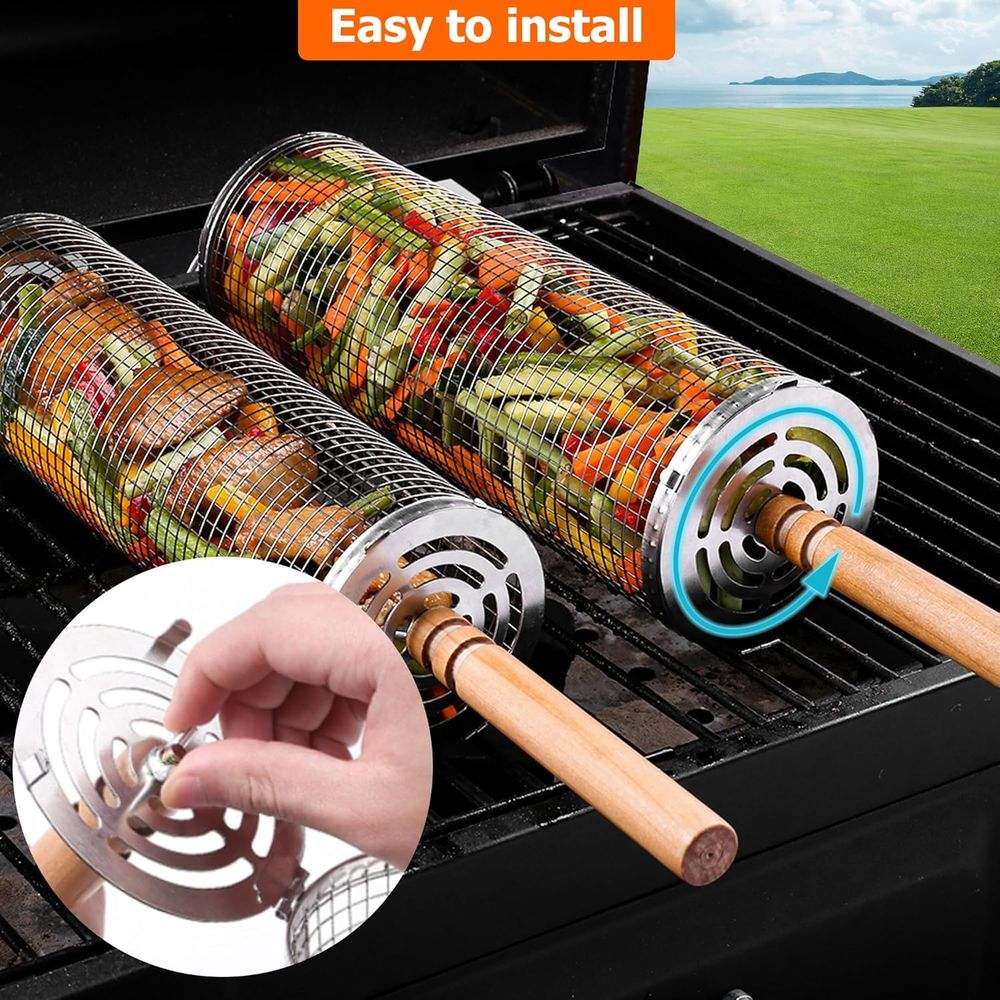 Large Round Stainless Steel Gr - مراجعة Camping Cooking Area وسعره
