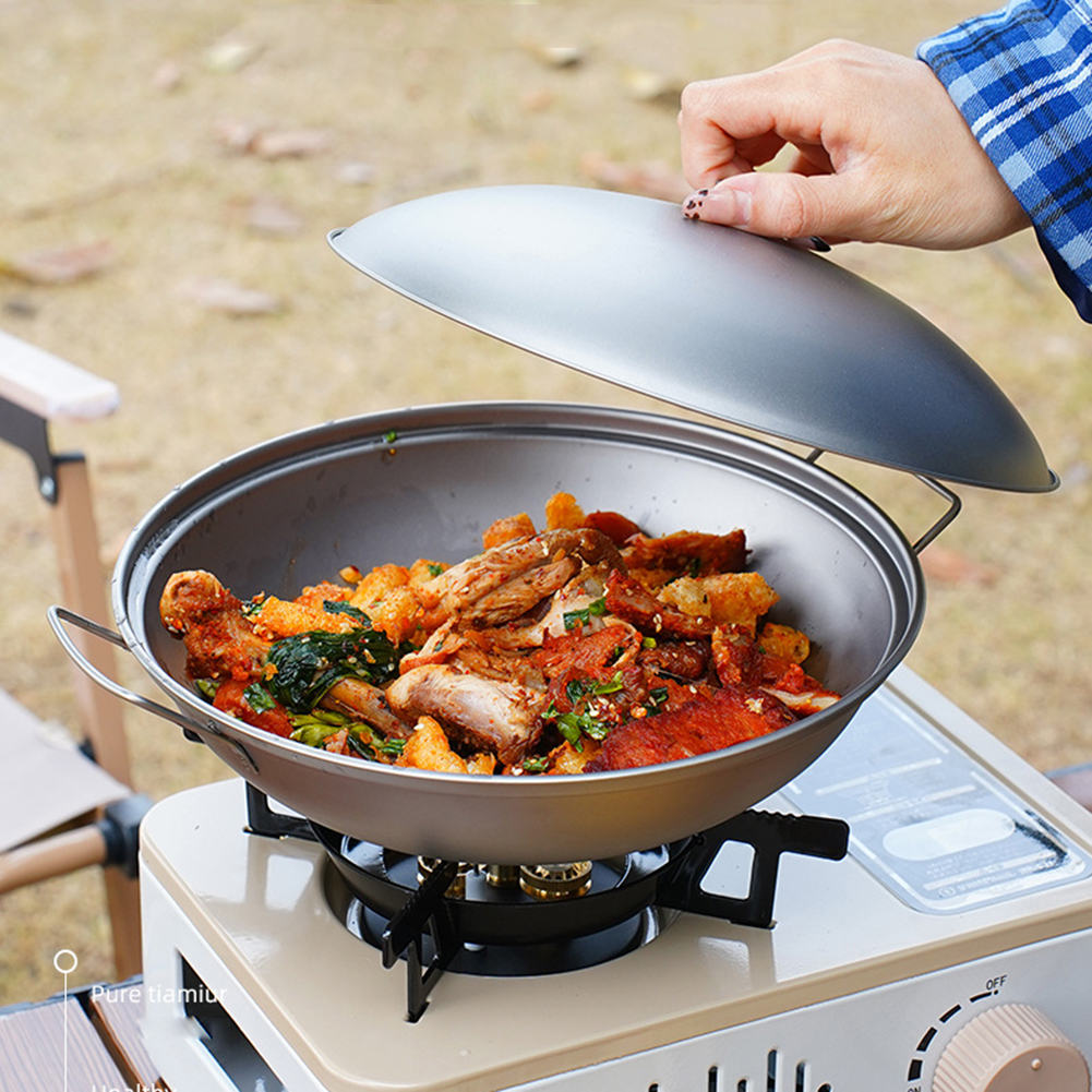 Titanium Wok Pan with Lid Doub - مراجعة Mess Kit Titanium وسعره
