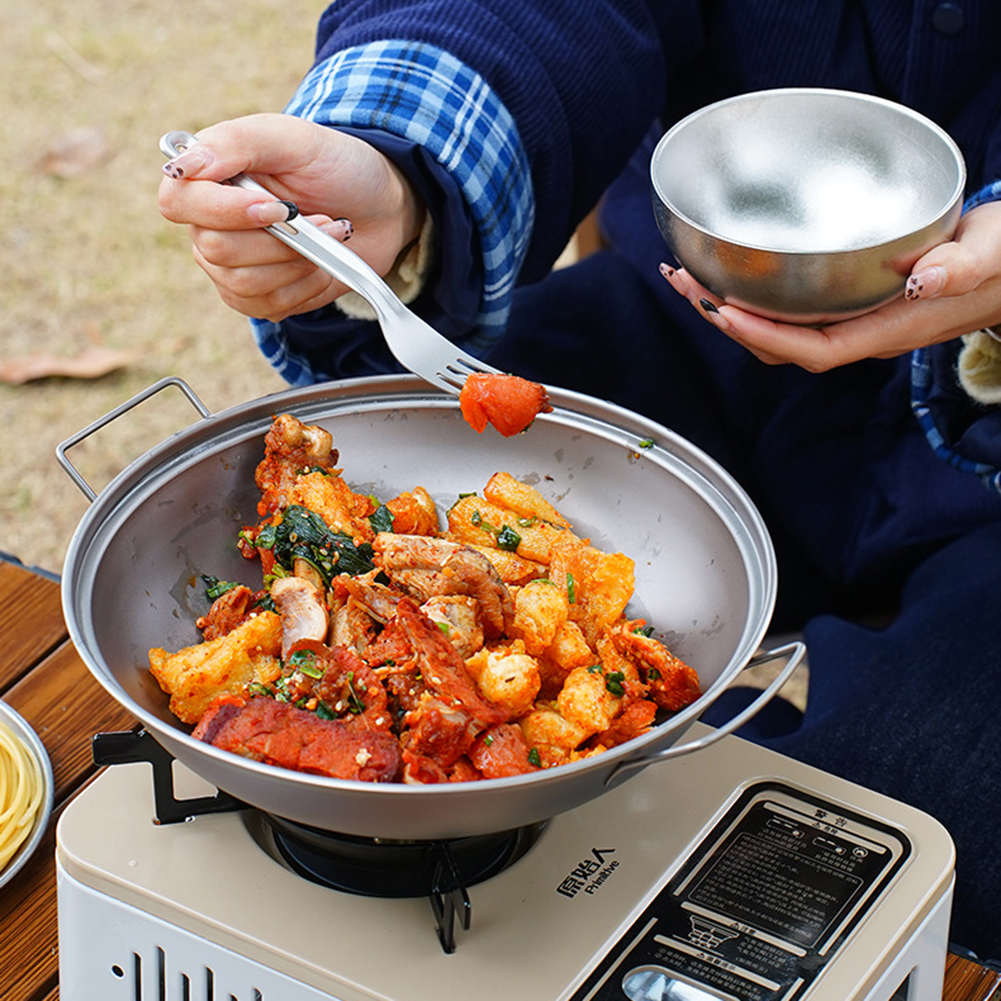 Titanium Wok Pan with Lid Doub - مراجعة Mess Kit Titanium وسعره