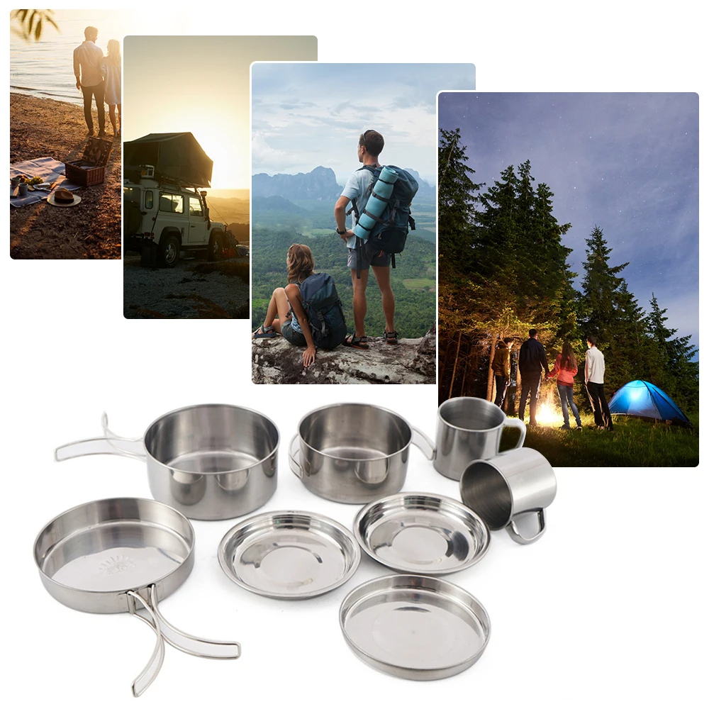 8pcs/Set Camping Cookware Mess - مراجعة Camping Cooking Essentials وسعره