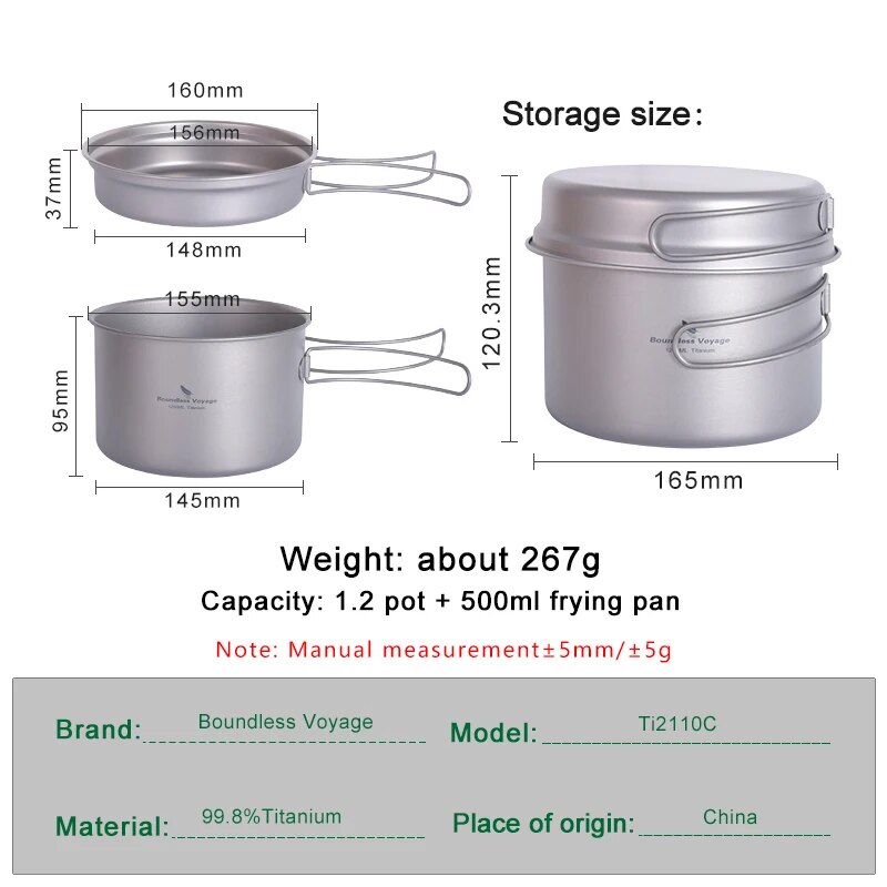 Boundless Voyage Titanium Pot  - مراجعة Camping Cooking Set Large وسعره