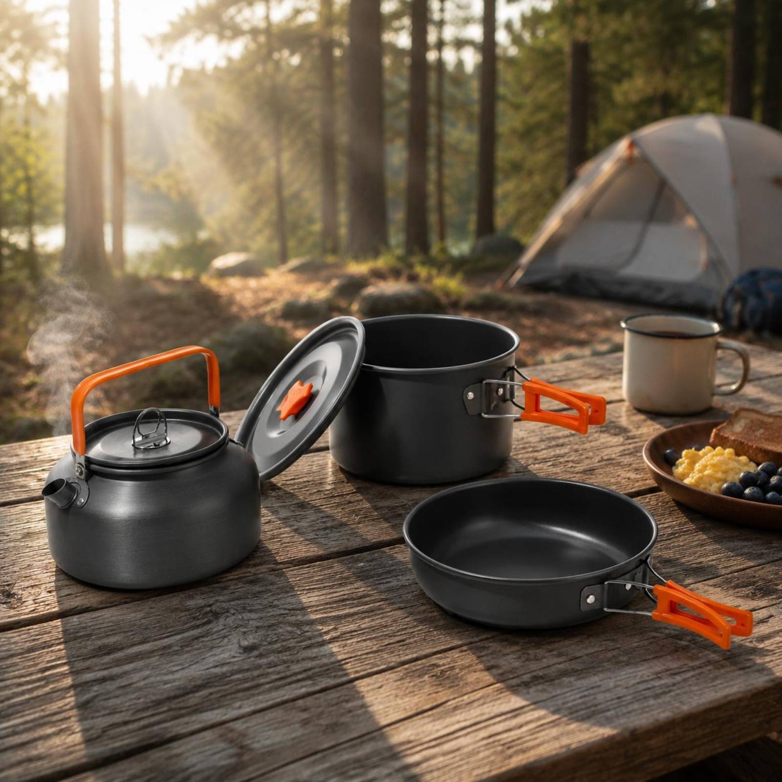 Camping Pot and Kettle Set Nes - مراجعة Nesting Camping Cooking Set وسعره
