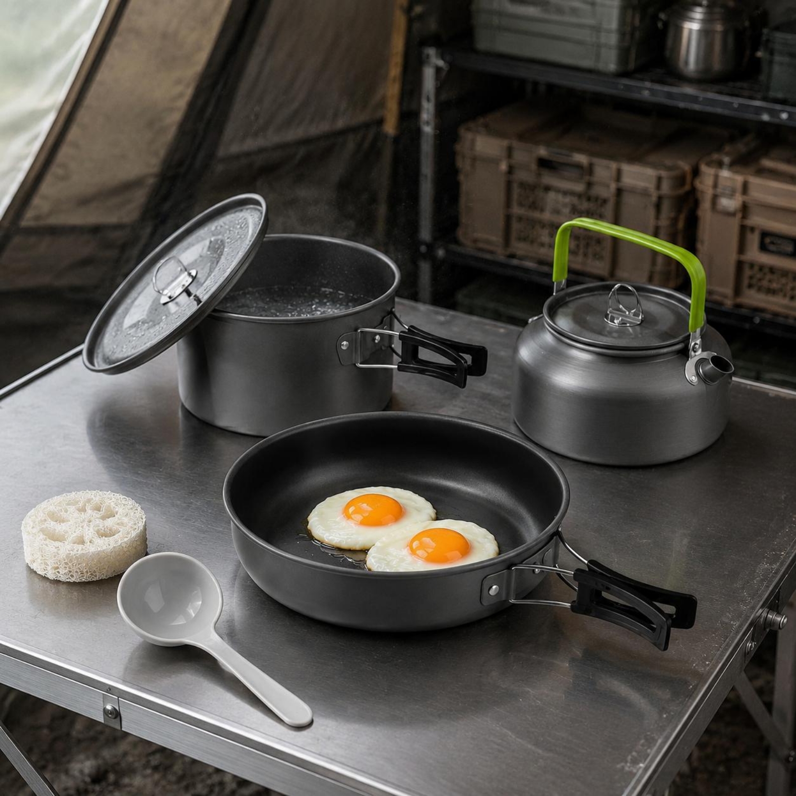 Camping Pot and Kettle Set Nes - مراجعة Nesting Camping Cooking Set وسعره