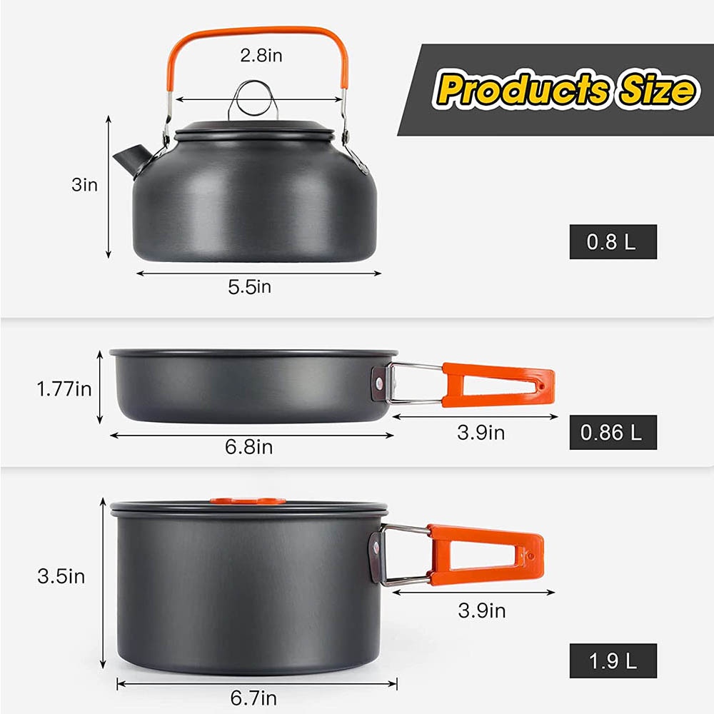 Outdoor camping cooking set, n - مراجعة Nesting Camping Cooking Set وسعره
