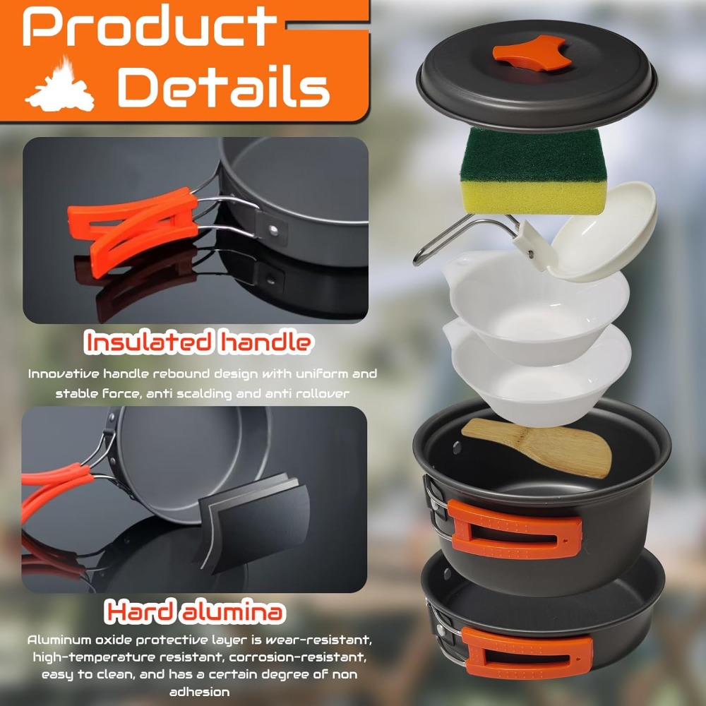 7Pcs Camping Pan Set - Backpac - مراجعة Camping Cooking Backpack وسعره