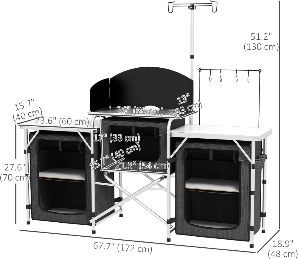 Portable Camping Kitchen Table - مراجعة Camping Cooking Table With Windshield وسعره