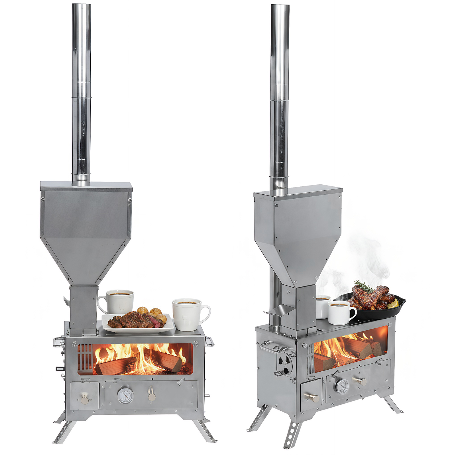 Portable Wood-Burning Camp Sto - مراجعة Camping Cooking Area وسعره