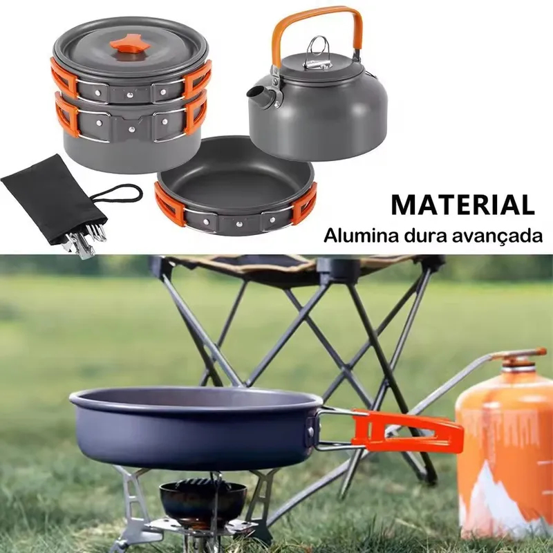 Outdoor Aluminum Alloy Camping - مراجعة Camping Cooking Set With Kettle وسعره