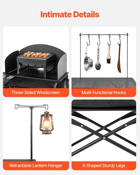 Camping Kitchen Table Portable - مراجعة Camping Cooking Table With Windshield وسعره