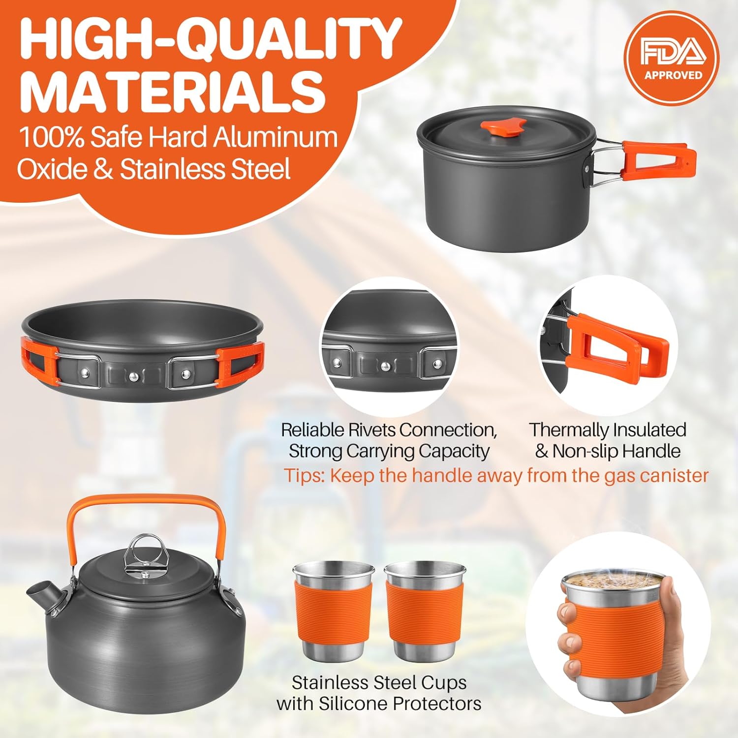 Non-Stick Camping Cookware Set - مراجعة Camping Cooking Set With Kettle وسعره