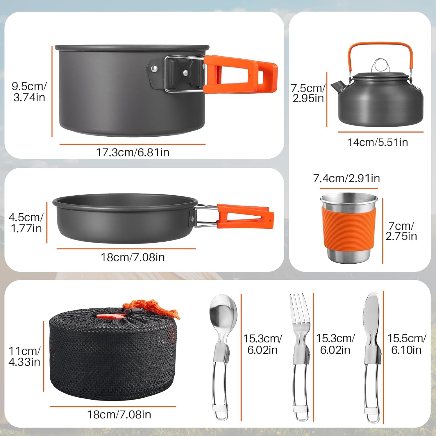 Non-Stick Camping Cookware Set - مراجعة Camping Cooking Set With Kettle وسعره