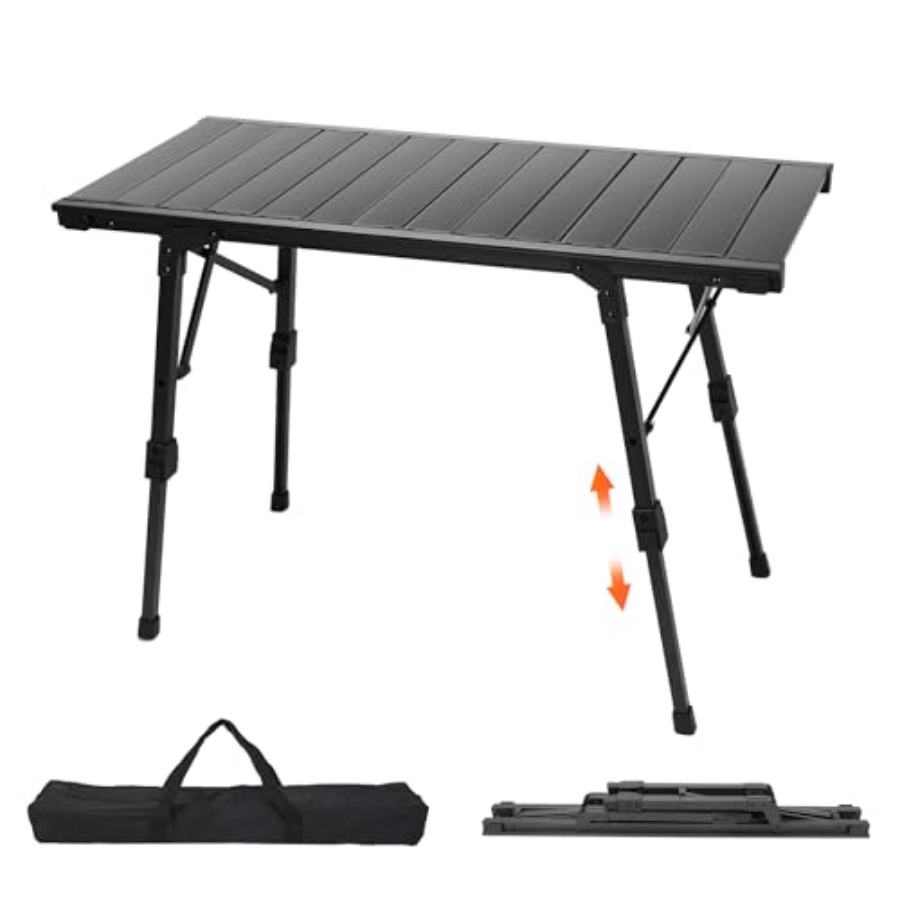 Folding Camping Table, Portabl - مراجعة Camping Cooking Table With Windshield وسعره