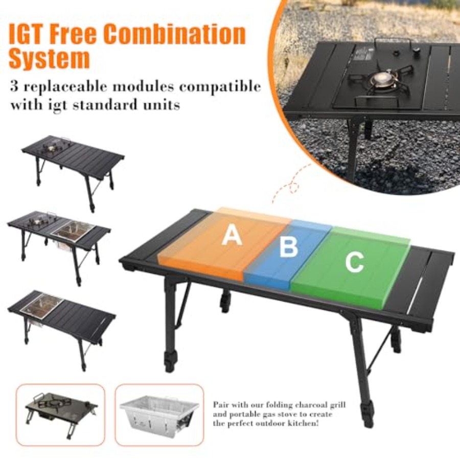 Folding Camping Table, Portabl - مراجعة Camping Cooking Table With Windshield وسعره