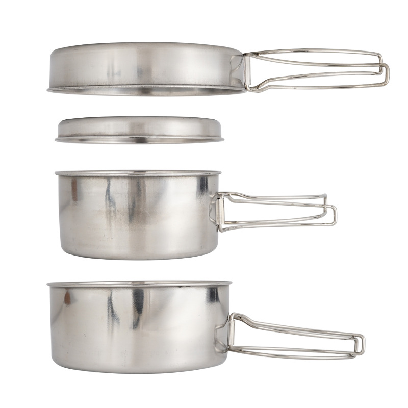 CLS 4pcs/set Stainless Steel C - مراجعة Nesting Camping Cooking Set وسعره