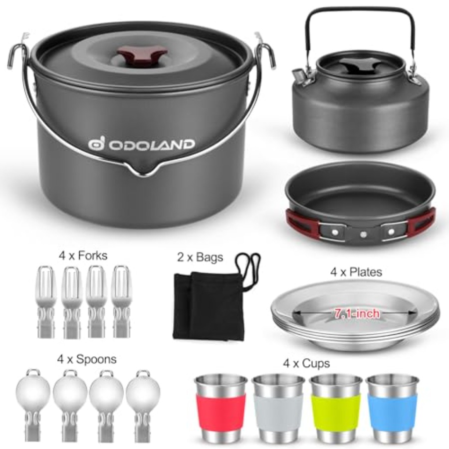 22pcs Camping Cookware Mess Ki - مراجعة Camping Cooking Set With Kettle وسعره