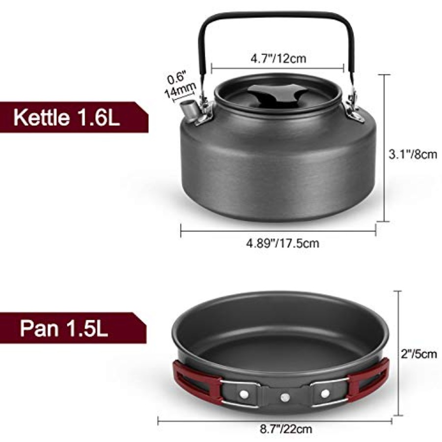 22pcs Camping Cookware Mess Ki - مراجعة Camping Cooking Set With Kettle وسعره