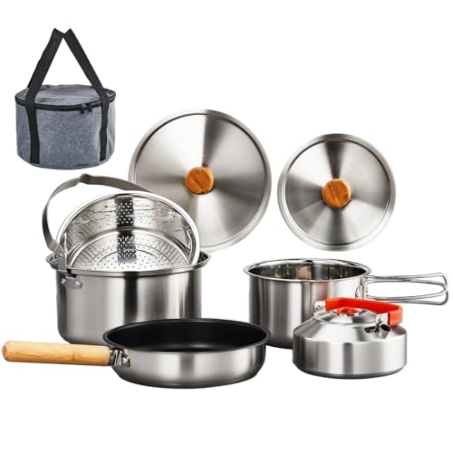 Camping Cookware Set Lightweig - مراجعة Nesting Camping Cooking Set وسعره