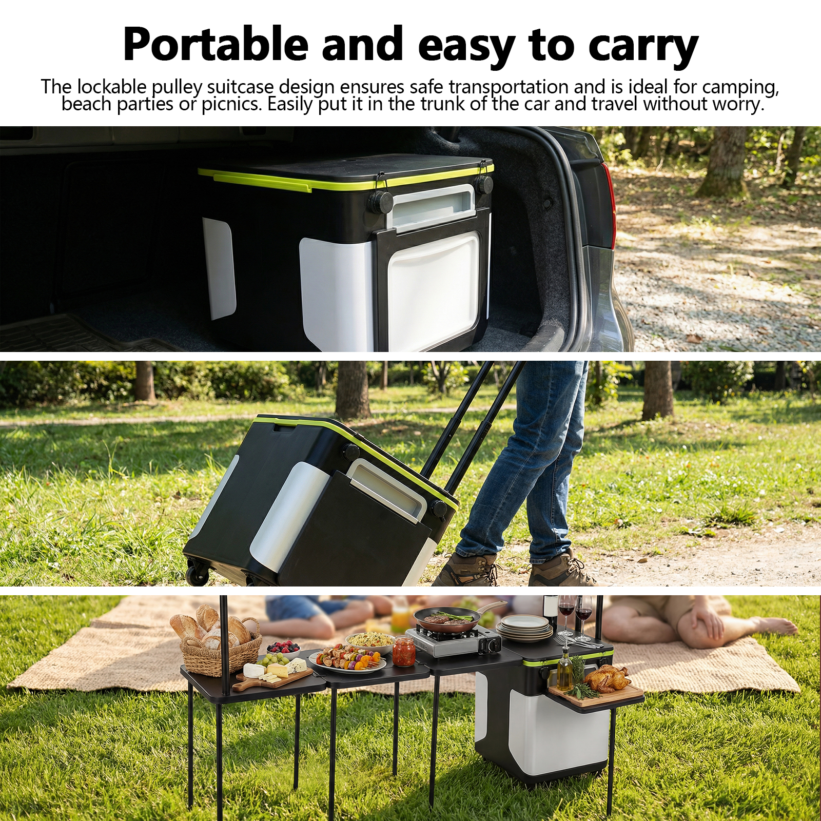 Folding Kitchen Table with Whe - مراجعة Camping Cooking Table وسعره
