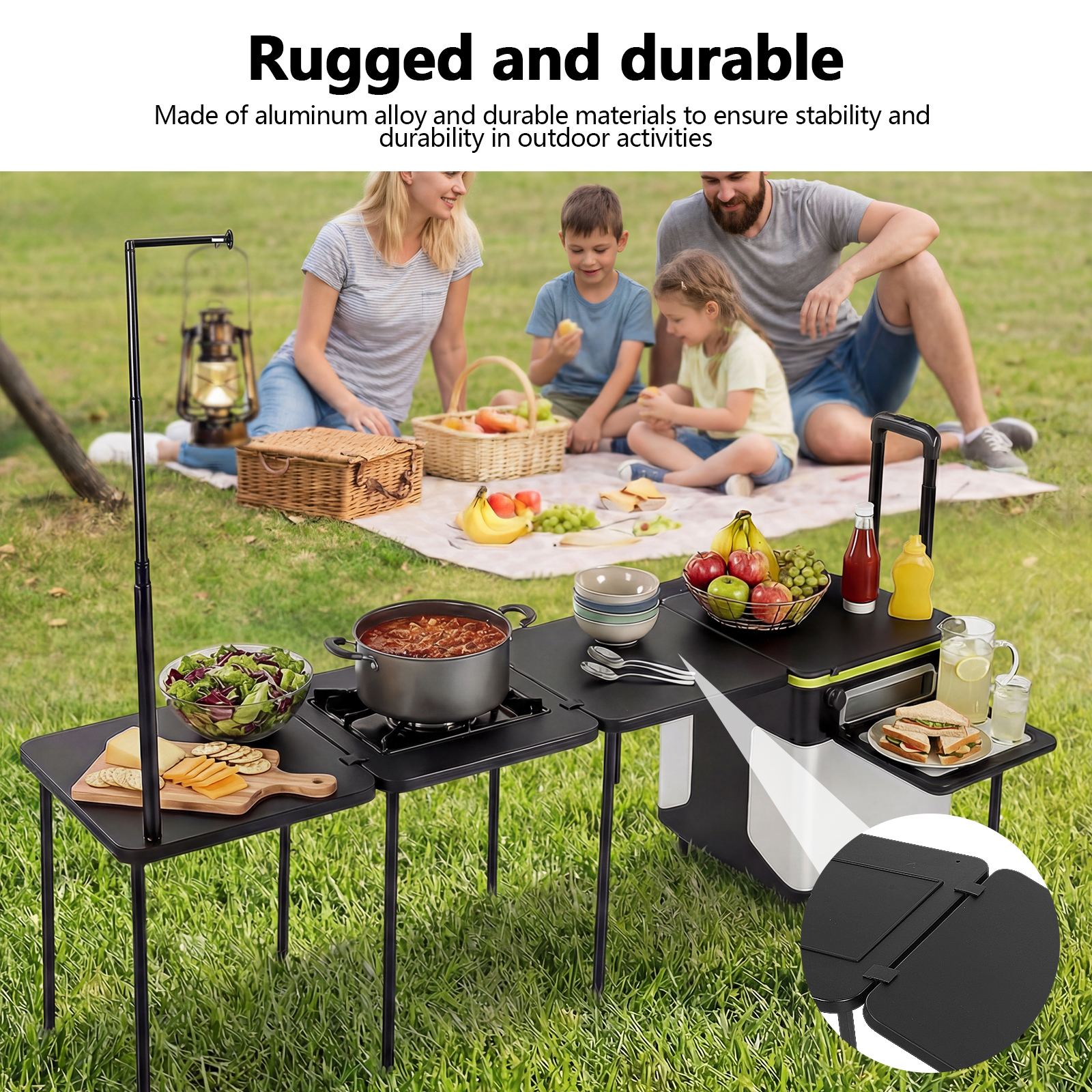 Folding Kitchen Table with Whe - مراجعة Camping Cooking Table وسعره