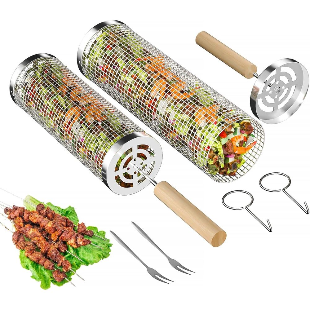 Set of 2 Stainless Steel BBQ G - مراجعة Camping Cooking Area وسعره