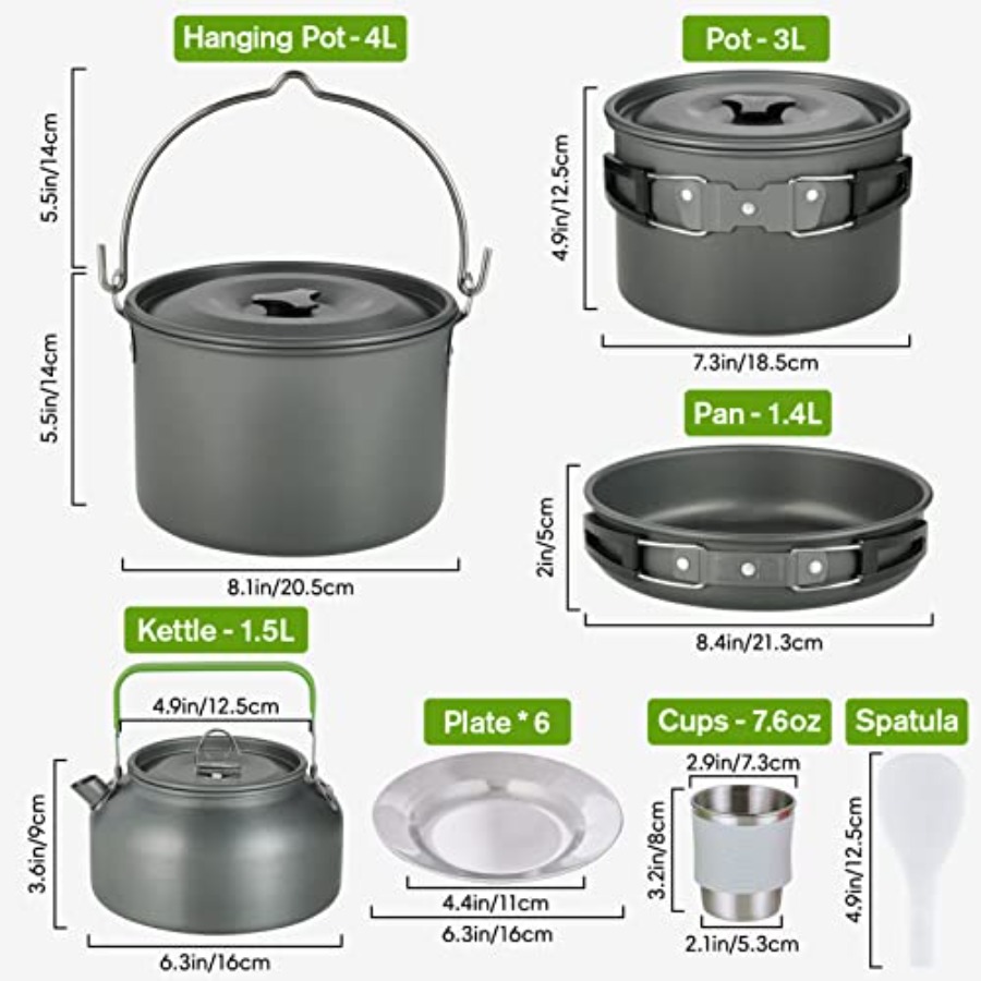 MEETSUN Camping Cookware Set - - مراجعة Camping Cooking Set Large وسعره