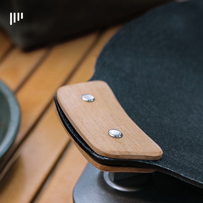 Wooden BBQ Pan Handle Anti Sca - مراجعة Camping Cooking Range وسعره