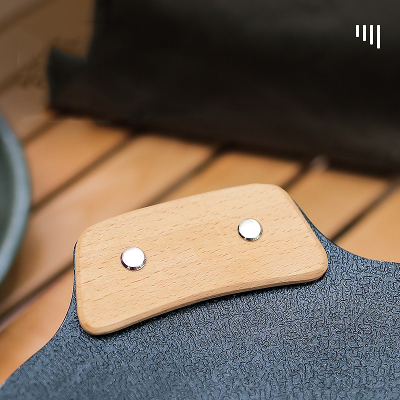 Wooden BBQ Pan Handle Anti Sca - مراجعة Camping Cooking Range وسعره